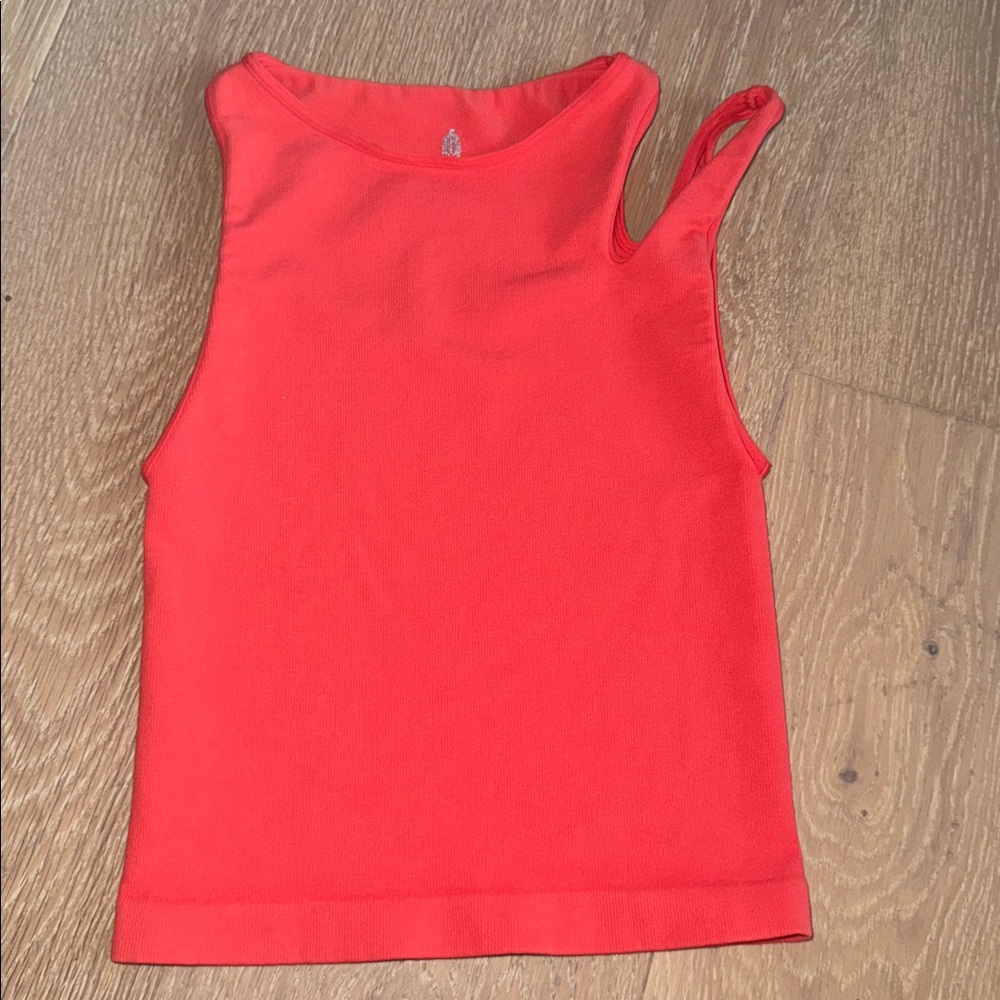 Free People Cut Out Shoulder Tank Top Orange